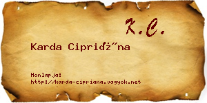 Karda Cipriána névjegykártya